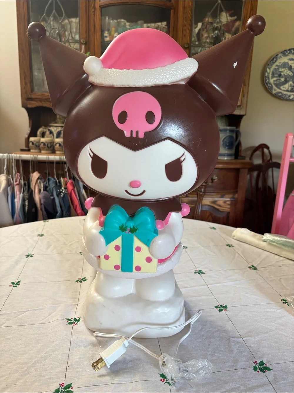 Kuromi-Inspired Brown and Pink Holiday Figurine Lamp